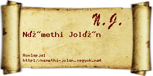 Némethi Jolán névjegykártya